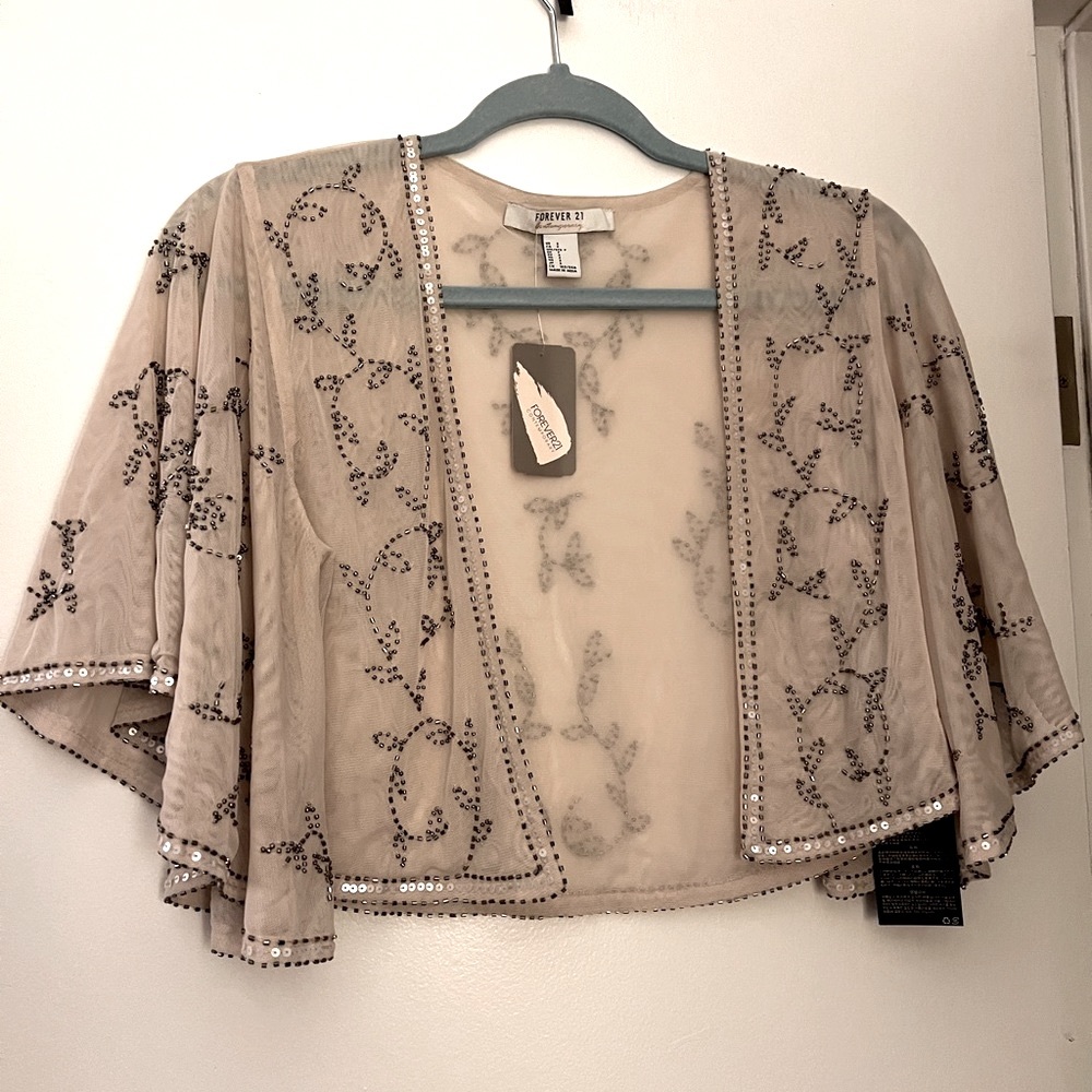 Cropped beaded cardigan
